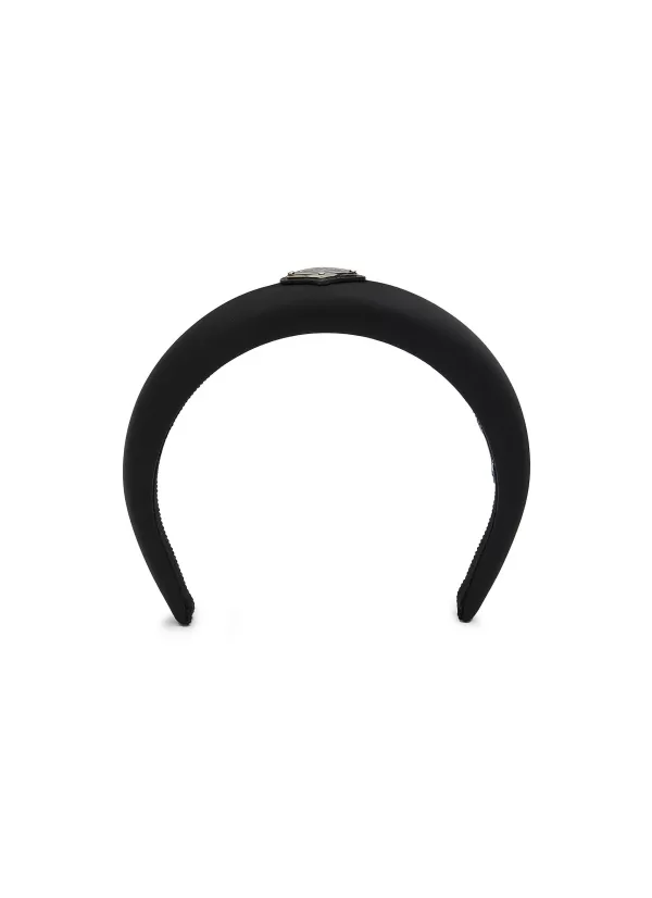 Hats & Gloves>PRADA Enamelled Logo Plaque Re-Nylon Hairband