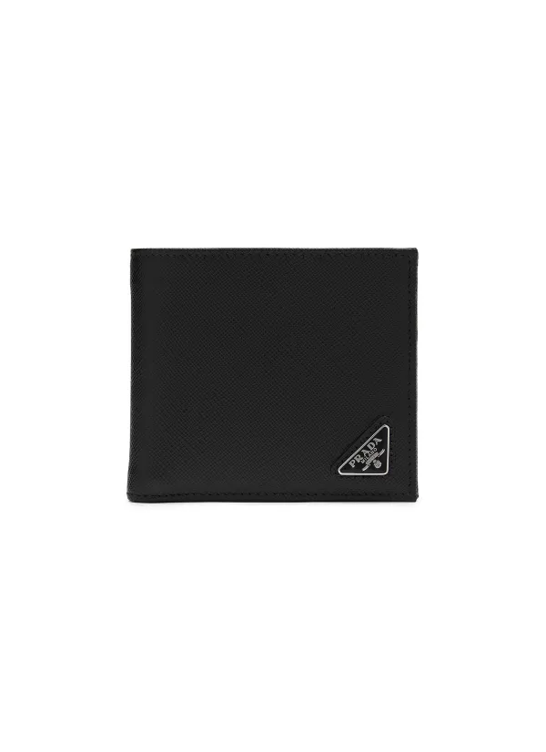 Small Leather Goods>PRADA Enamelled Logo Saffiano Leather Bi-Fold Wallet