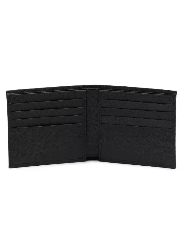 Small Leather Goods>PRADA Enamelled Logo Saffiano Leather Bi-Fold Wallet