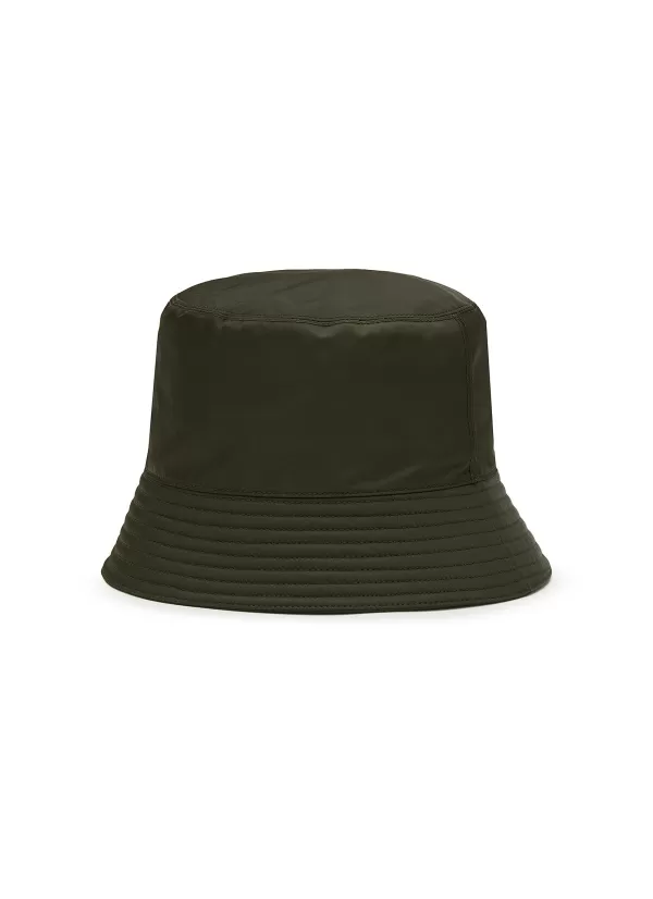 Hats & Gloves>PRADA Enamelled Metal Triangular Logo Bucket Hat