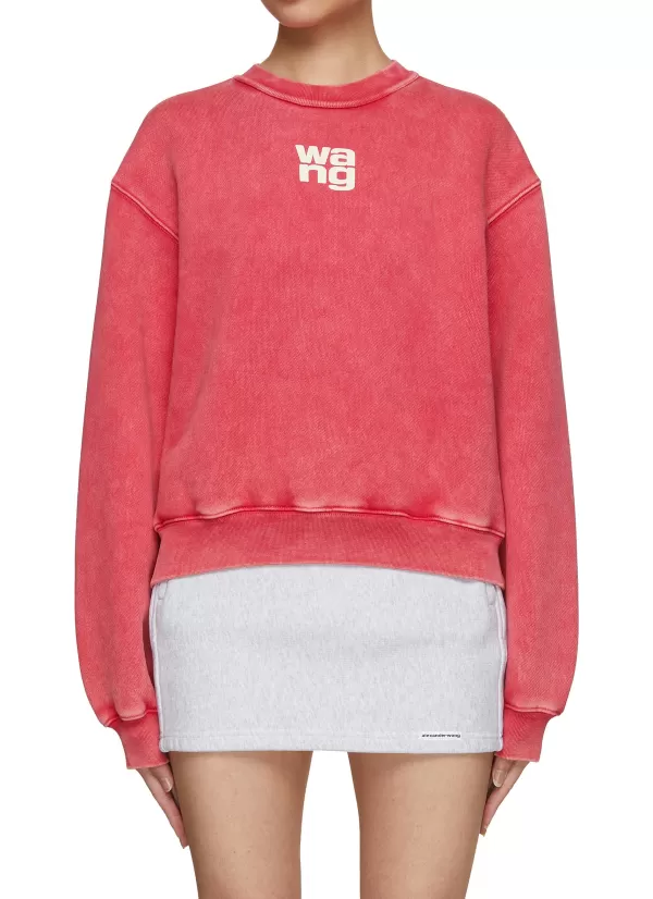 Tops>T BY ALEXANDER WANG Essential Terry Crewneck Logo Sweatshirt