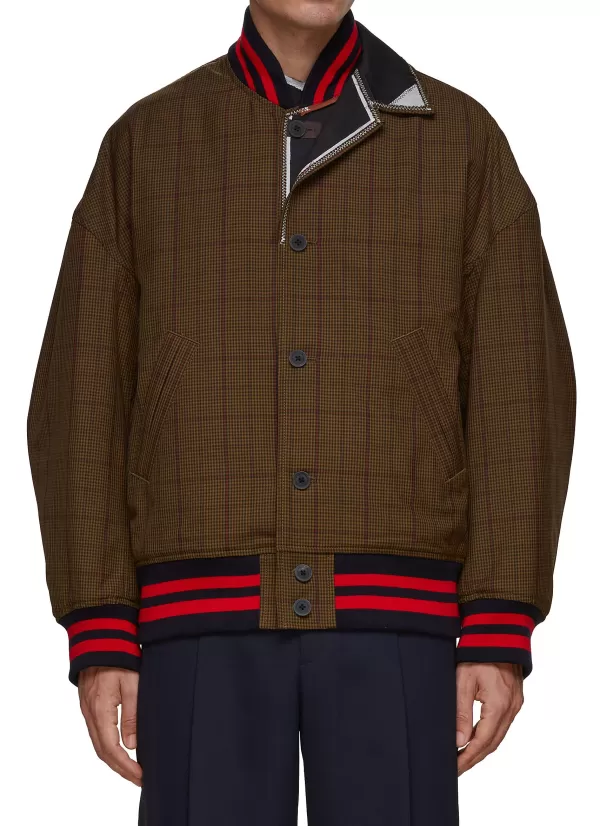 Jackets>KOLOR Exposed Lapel Detail Wool Bomber Jacket