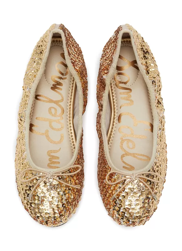 Shoes>SAM EDELMAN Felicia Sequin Kids Ballerina Flats