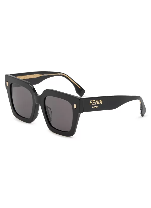 Eyewear>FENDI Roma Acetate Square Frame Sunglasses