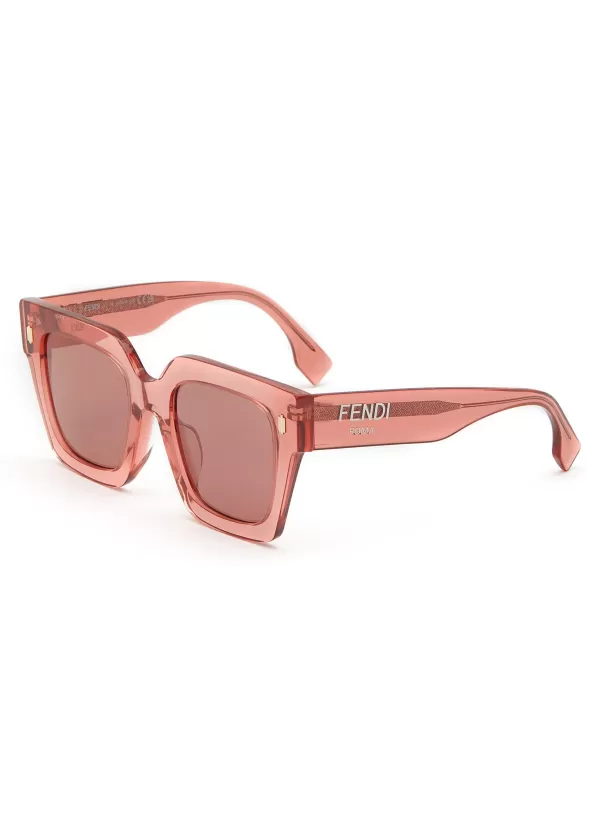 Eyewear>FENDI Roma Acetate Square Frame Sunglasses