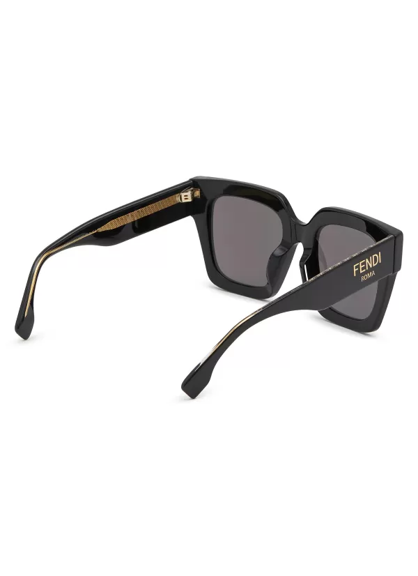 Eyewear>FENDI Roma Acetate Square Frame Sunglasses