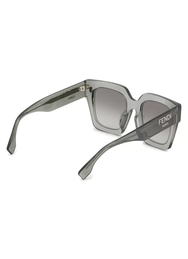 Eyewear>FENDI Roma Acetate Square Frame Sunglasses