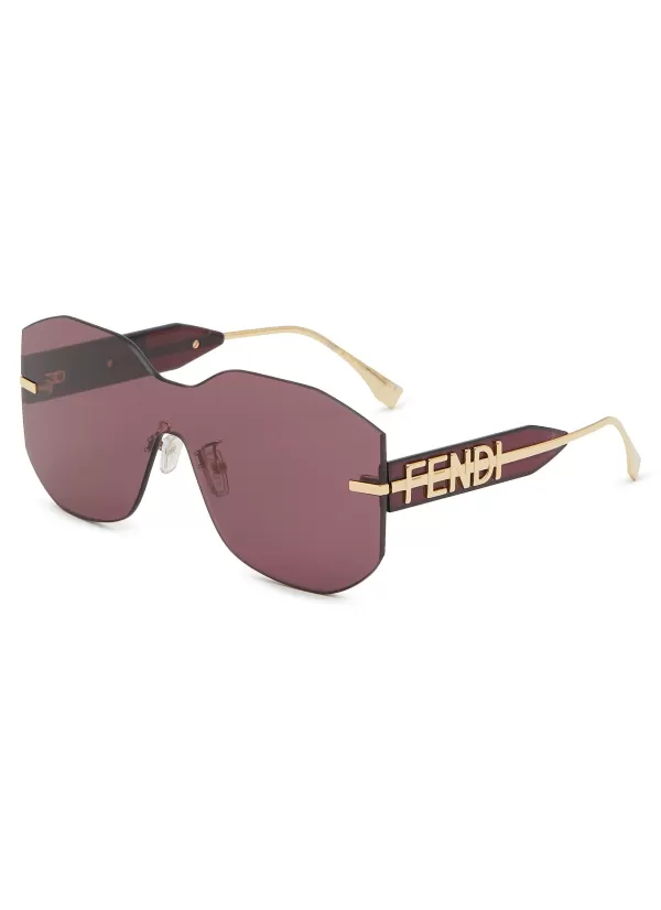 Eyewear>FENDI graphy Frameless Geometric Metal Sunglasses