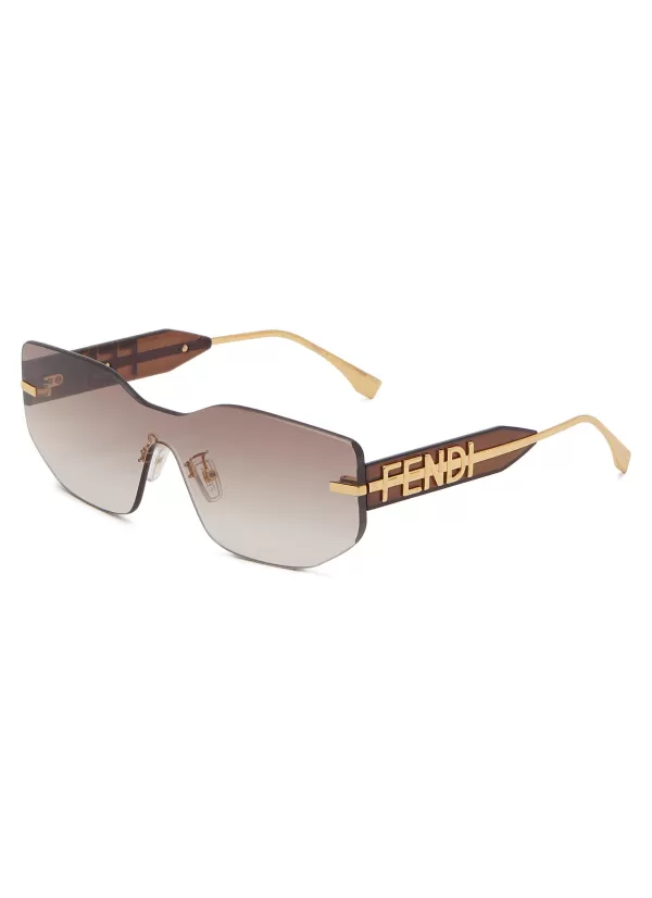 Eyewear>FENDI graphy Logo Acetate Rectangular Frame Sunglasses