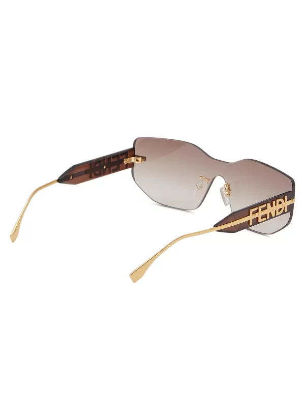 Eyewear>FENDI graphy Logo Acetate Rectangular Frame Sunglasses