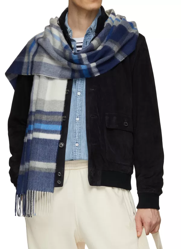 Scarves>JOHNSTONS OF ELGIN Flannel Check Cashmere Scarf