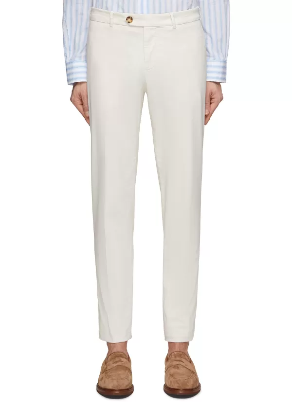 Pants>BRUNELLO CUCINELLI Flat Front Cotton Pants