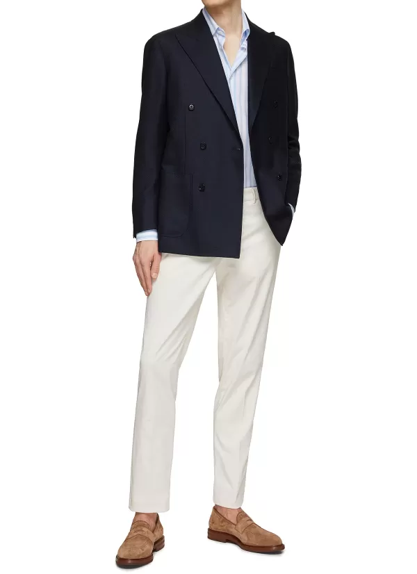 Pants>BRUNELLO CUCINELLI Flat Front Cotton Pants