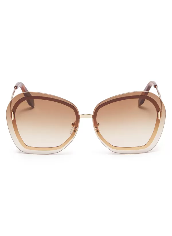 Eyewear>VICTORIA BECKHAM Floating Butterfly' Oversized Angular Metal Sunglasses