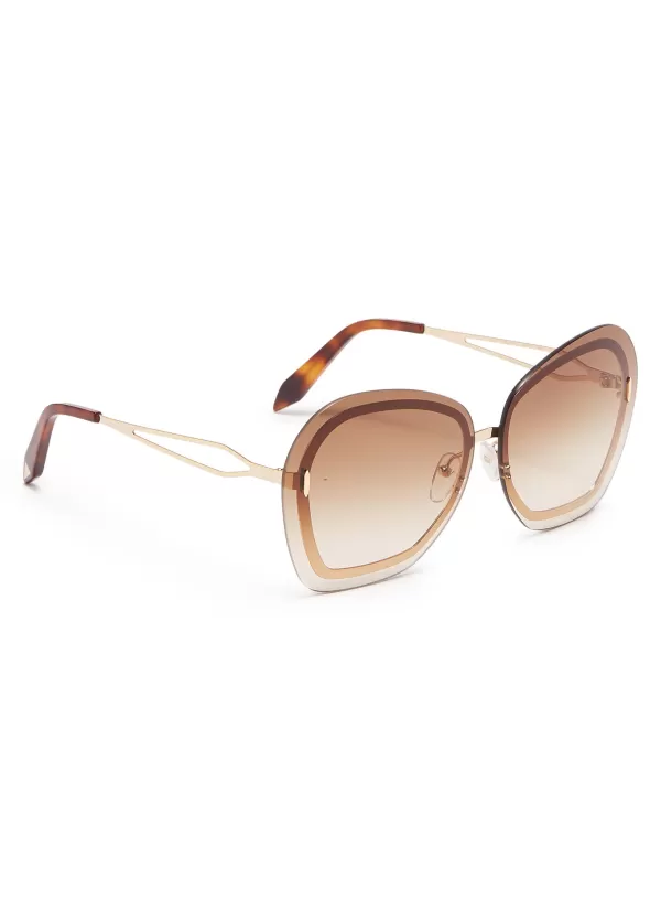 Eyewear>VICTORIA BECKHAM Floating Butterfly' Oversized Angular Metal Sunglasses