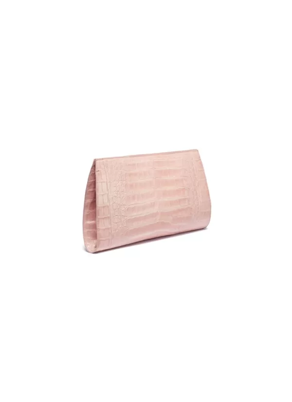 Clutch Bags>NANCY GONZALEZ Floral Applique Crocodile Leather Clutch