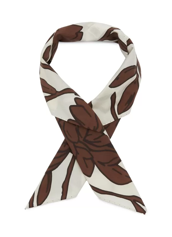 Scarves & Wraps>BRUNELLO CUCINELLI Floral Print Cotton Foulard