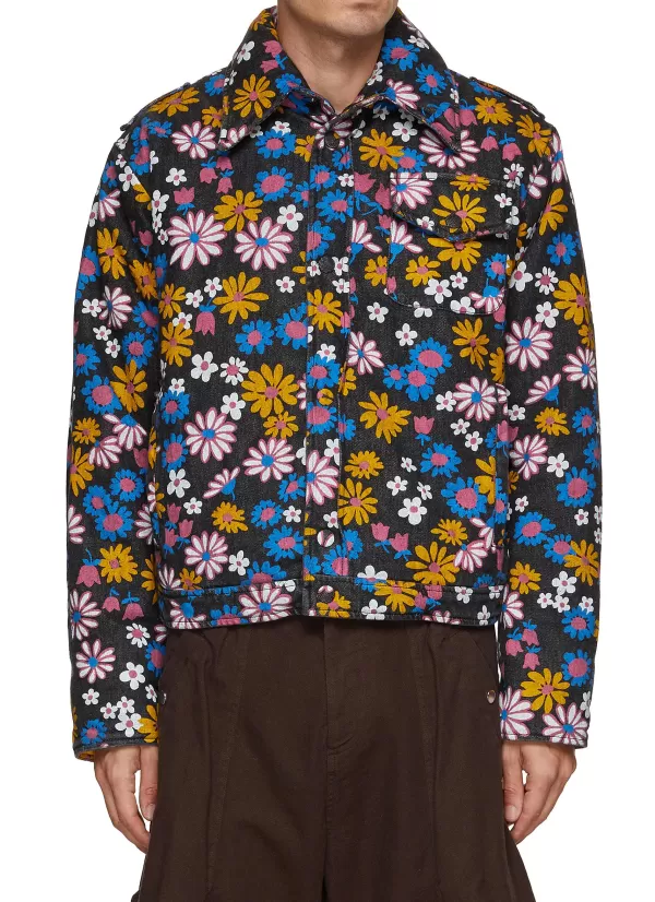 Jackets>ERL Floral Print Padded Jacket