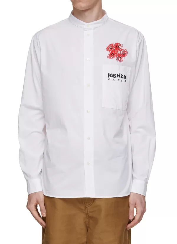 Shirts>KENZO Flower Print Cotton Shirt