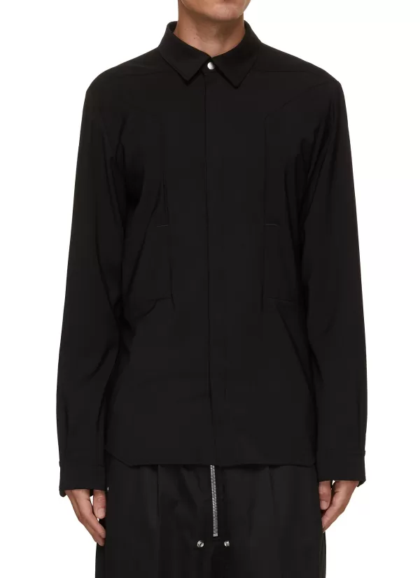 Shirts>RICK OWENS Fogpocket Panelled Front Shirt