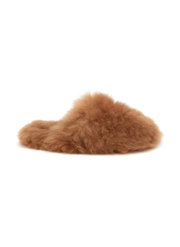 Slides>YVES SALOMON Folk Shearling Fur Slides