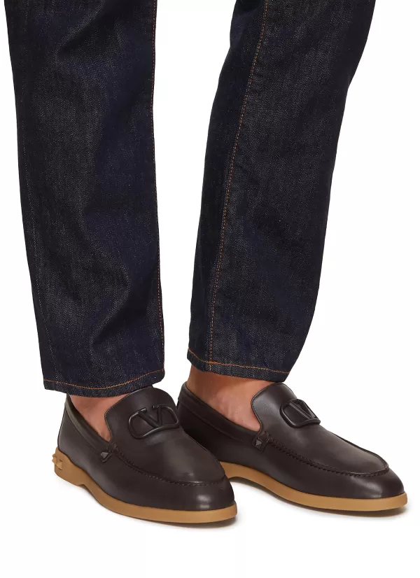 Flats>VALENTINO Formal Leather Loafers