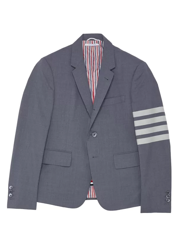 Suits>THOM BROWNE Four Bar Plain Weave Blazer