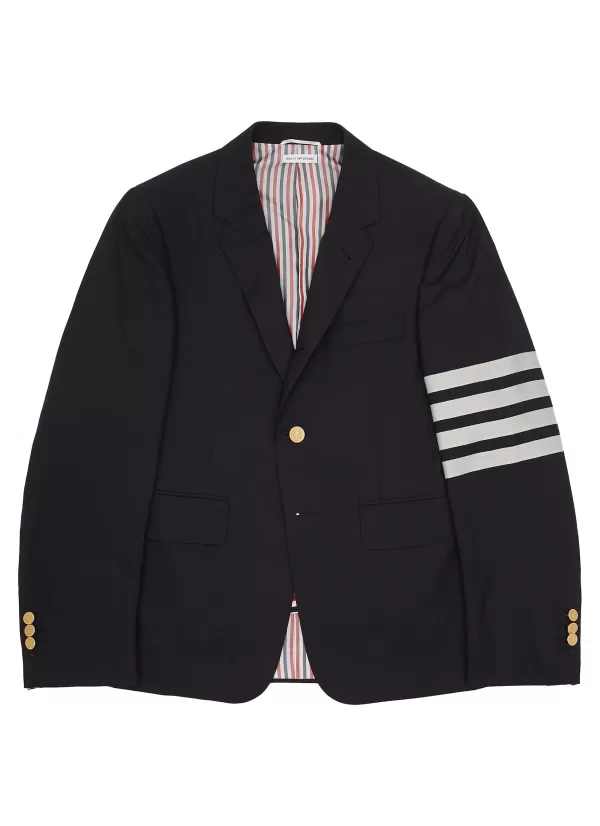 Suits>THOM BROWNE Four Bar Stripe Wool Single Breasted Blazer