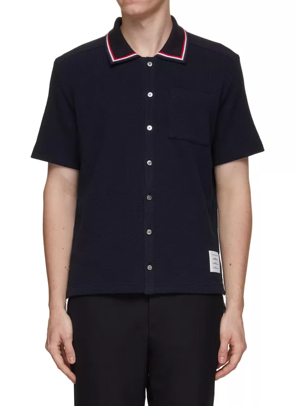 Shirts>THOM BROWNE Framed Collar Shirt