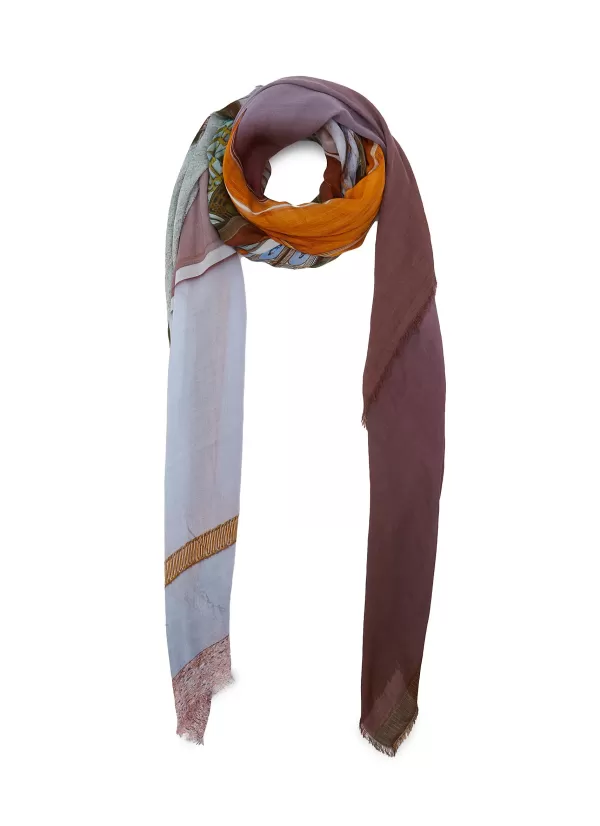 Scarves & Wraps>FALIERO SARTI Frayed Venezia Printed Wool Blend Scarf