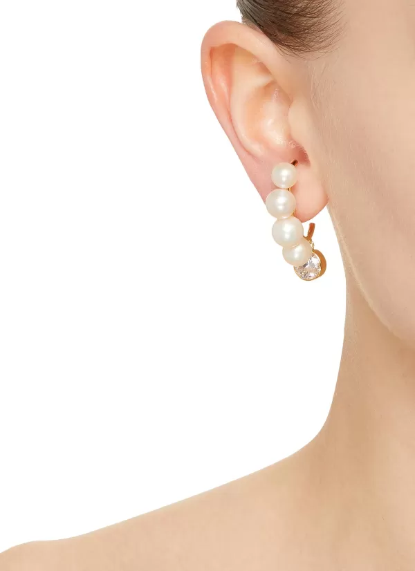 Fashion Jewellery>COMPLETEDWORKS Freshwater Pearl Cubic Zirconia 14Ct Gold Plated Vermeil Earrings