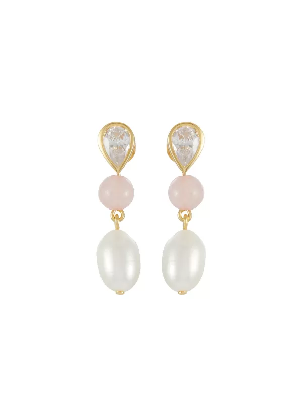 Fashion Jewellery>COMPLETEDWORKS Freshwater Pearl Cubic Zirconia 18Ct Gold Plated Vermeil Earrings