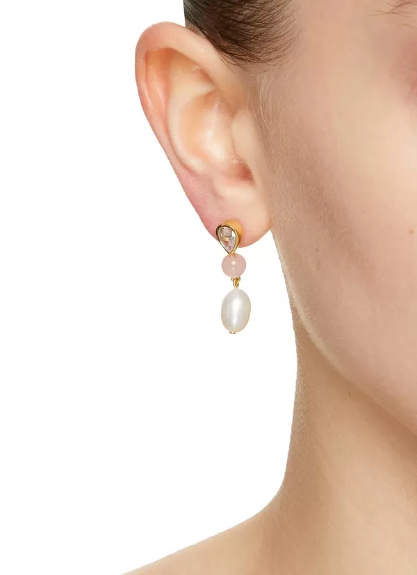 Fashion Jewellery>COMPLETEDWORKS Freshwater Pearl Cubic Zirconia 18Ct Gold Plated Vermeil Earrings