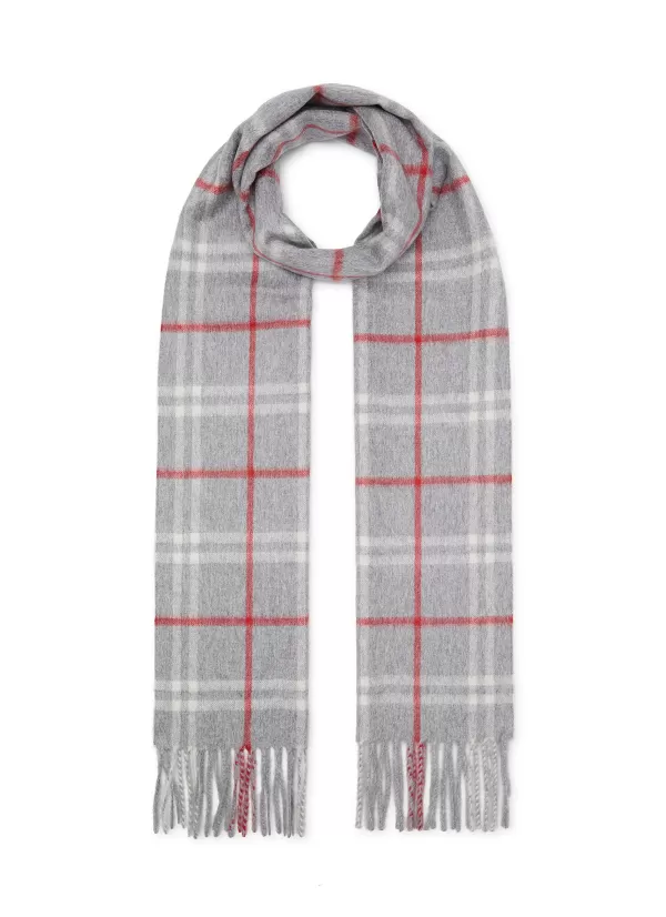 Scarves>COLOMBO Fringed Check Cashmere Scarf