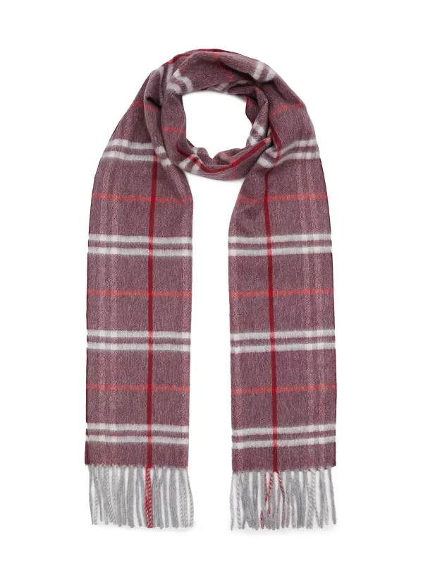 Scarves>COLOMBO Fringed Check Cashmere Scarf