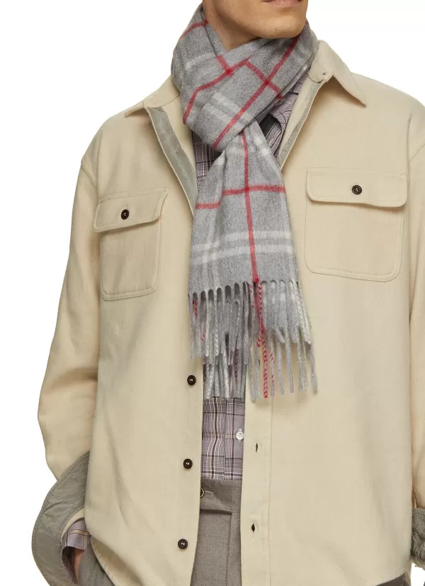 Scarves>COLOMBO Fringed Check Cashmere Scarf