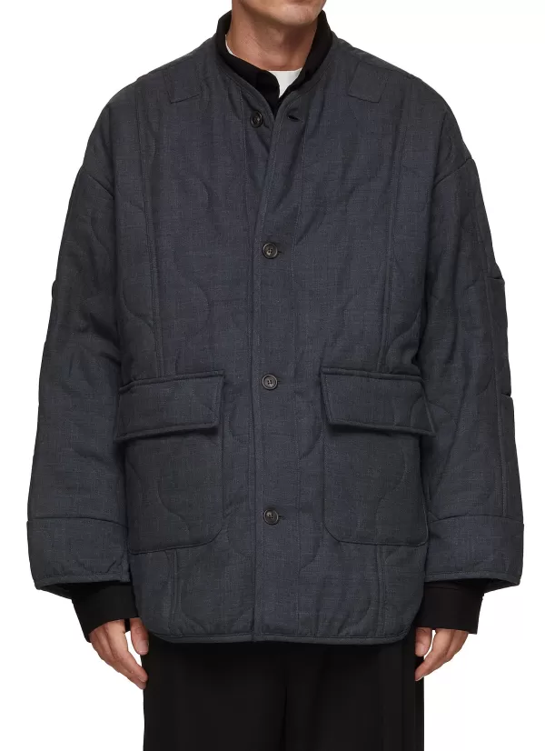 Jackets>THE FRANKIE SHOP Front Pocket Collarless Quilted Jacket