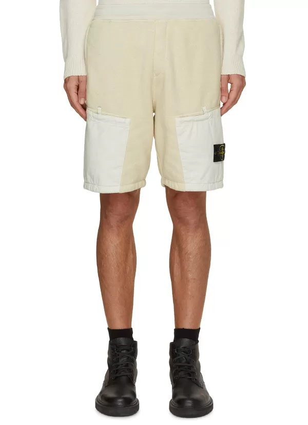 Pants>STONE ISLAND Gabardine Patch Pockets Fleece Shorts