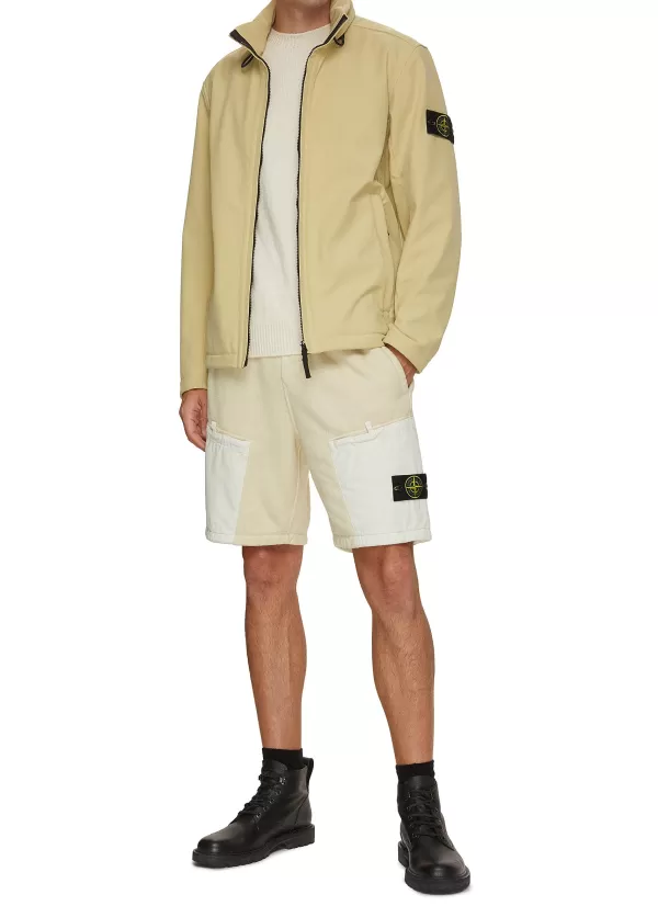 Pants>STONE ISLAND Gabardine Patch Pockets Fleece Shorts