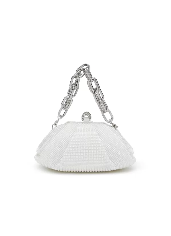 Clutch Bags>JUDITH LEIBER Gemma Fullbead Pearl Clutch Bag