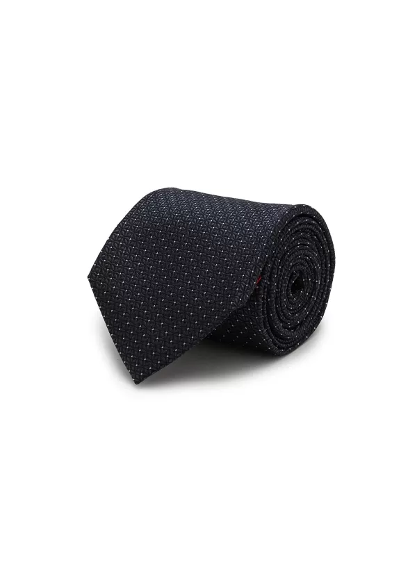 Ties>ISAIA Geometric Embroidered Silk Tie