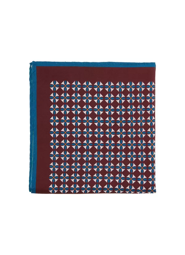 Pocket Squares>STEFANOBIGI MILANO Geometric Printed Contrast Edge Pocket Square