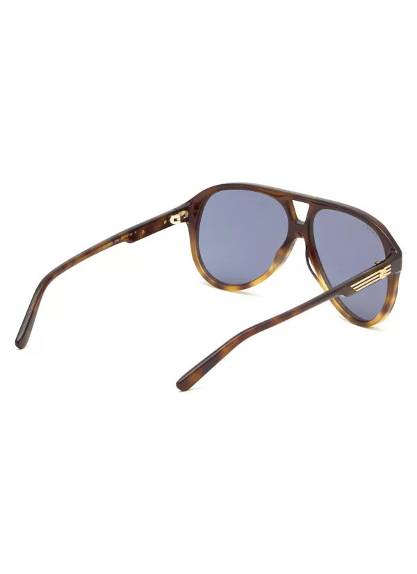 Eyewear>GUCCI Gg1286S Blue Lens Acetate Aviator Sunglasses