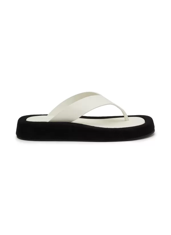 Slides>THE ROW Ginza Velvet Leather Sandals