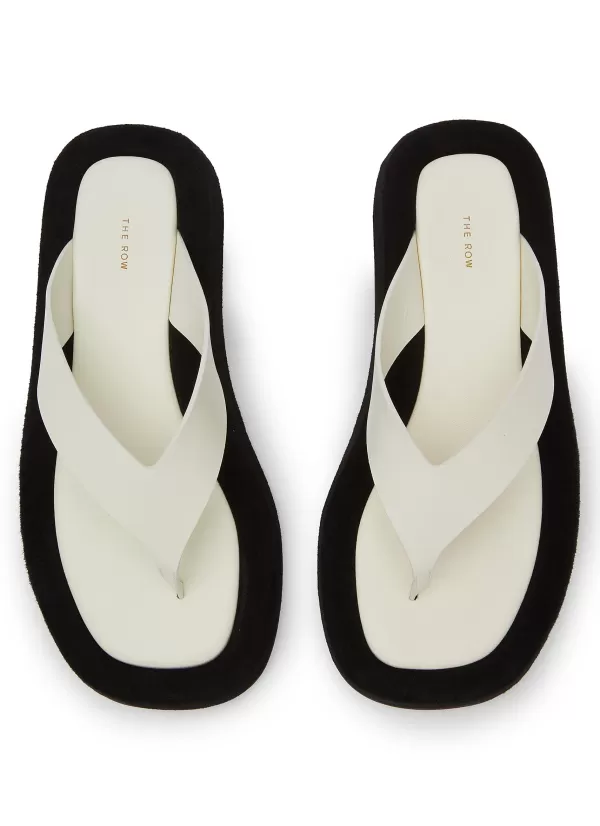 Slides>THE ROW Ginza Velvet Leather Sandals