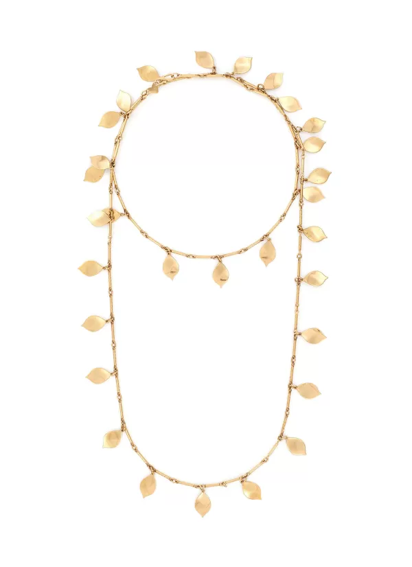 Vintage Accessories>* Gold Tone Dangling Leaves Necklace