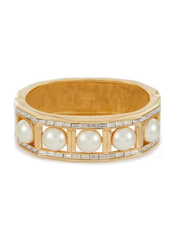 Vintage Accessories>* Gold Tone Faux Pearl Diamante Bracelet