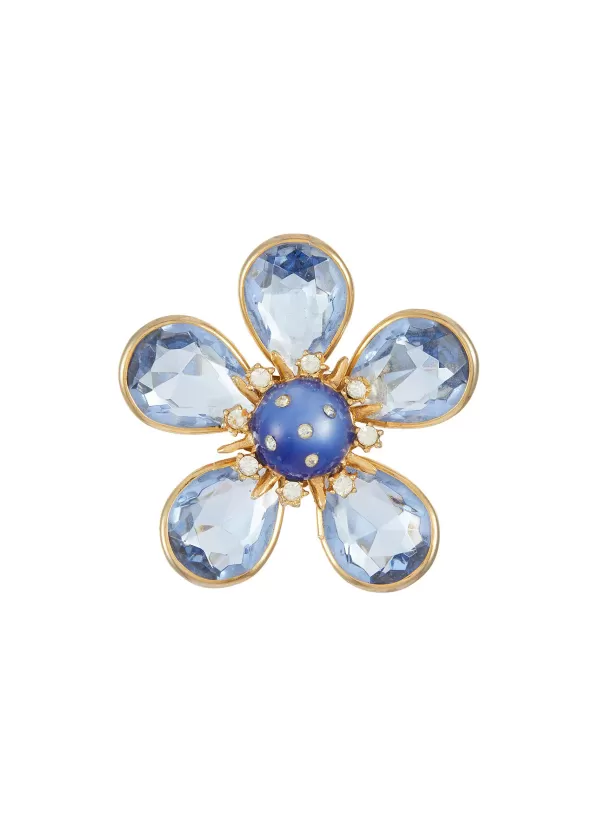 Vintage Accessories>* Gold Tone Glass Diamante Flower Brooch