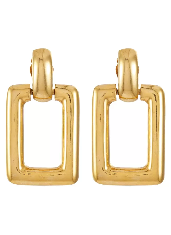 Vintage Accessories>* Gold Tone Square Hoop Earrings