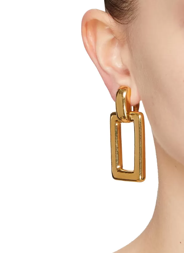 Vintage Accessories>* Gold Tone Square Hoop Earrings